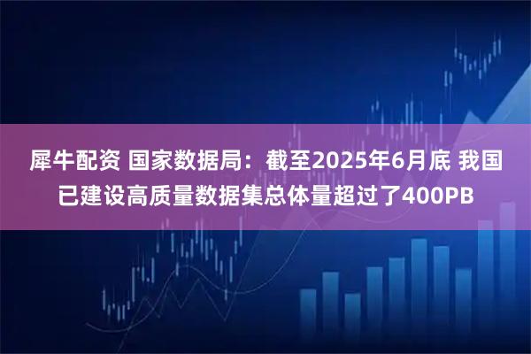犀牛配资 国家数据局：截至2025年6月底 我国已建设高质量数据集总体量超过了400PB